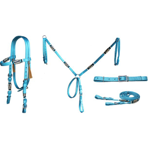 Horse601 Headstall Breast Collar Reins Curb Strap,Horse Rope Bridle for Equestrian Equipment